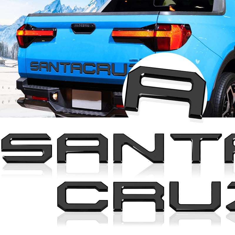 HMHN Tailgate Inserts Letters Compatible for 2022 2023 2024 Santa Cruz 3D Raised & Strong Adhesive Decals Letters Rear Emblem Decal Sticker Compatible for Santa Cruz Accessories-Gloss Black - Image 1